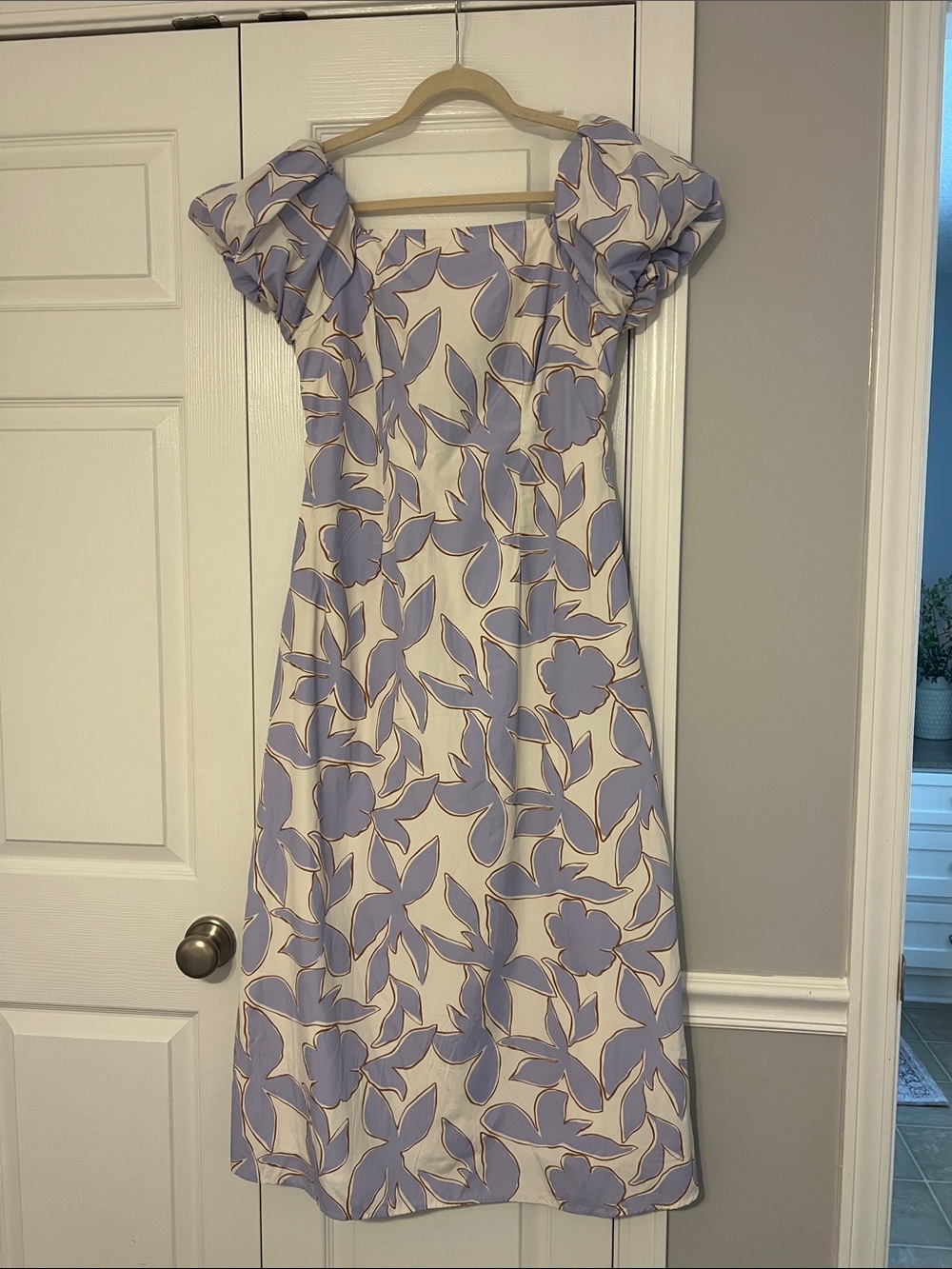 a new day Lavender Floral Maxi Dress with Puff Sleeves